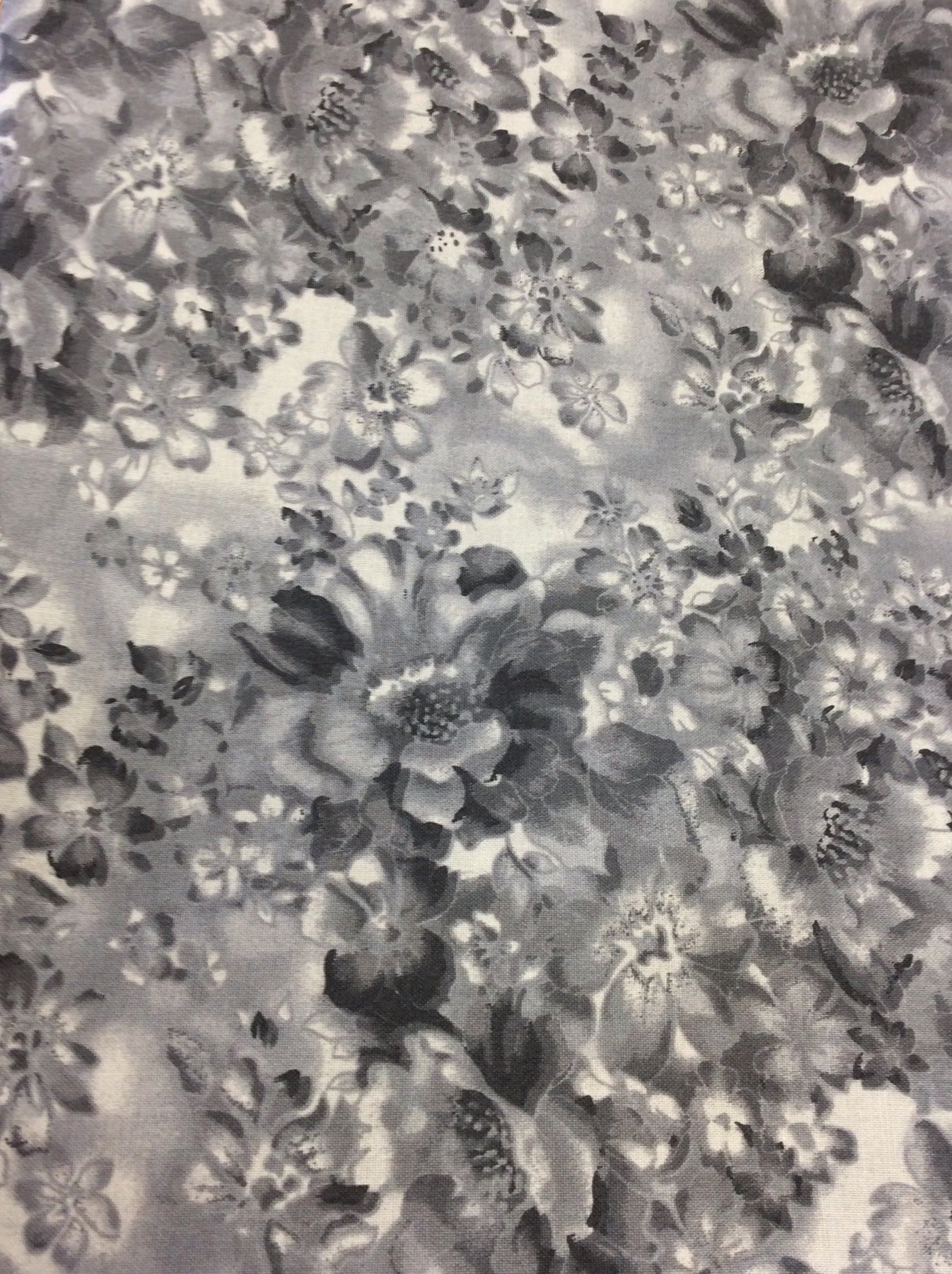 108" MDG Faded Floral Gray Flat Fold