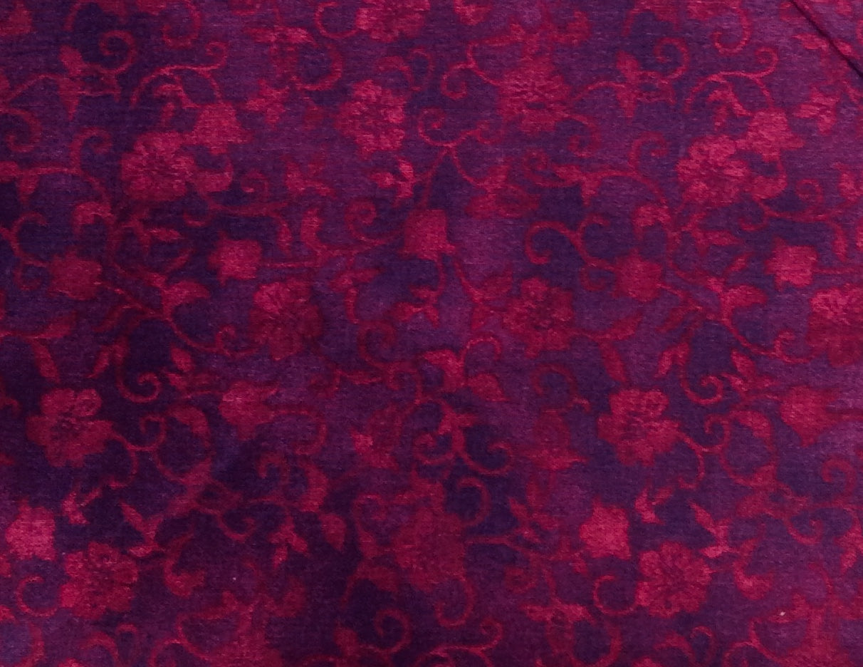 108" Floral Deep Red/Purple  Flat Fold